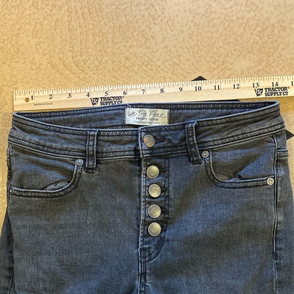 We The Free Jeans Womens 27 Black Denim Boot Cut Flare Button Fly Pants - Picture 7 of 13